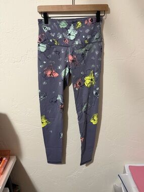 Women’s Floral Purple High-Waist Leggings - Multicolor Floral Print